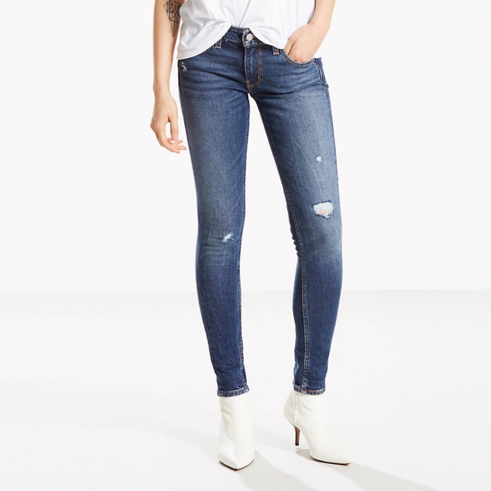 Levis Altered 711 Dark Wash Distressed Mid Rise Jeans Womens Size 26x30